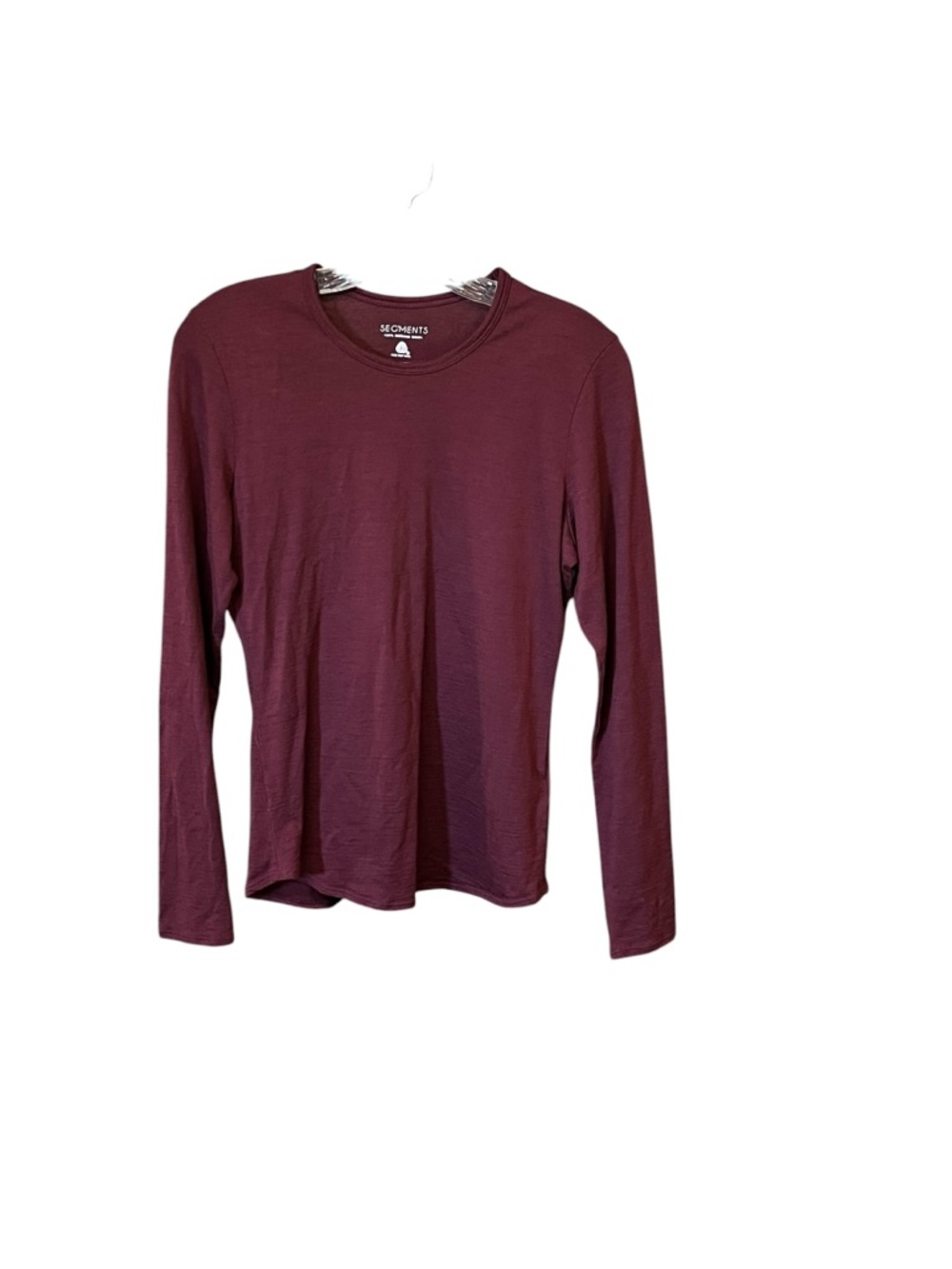 Segments merino wool base layer shirt women S maroon crewneck solid long sleeve